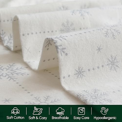 Miniatura 6 de Elegant Comfort Juego de sábanas ultrasuaves de franela de 100% algodón turco, 4 piezas, sábanas de franela de Navidad navideñas, cálidas y