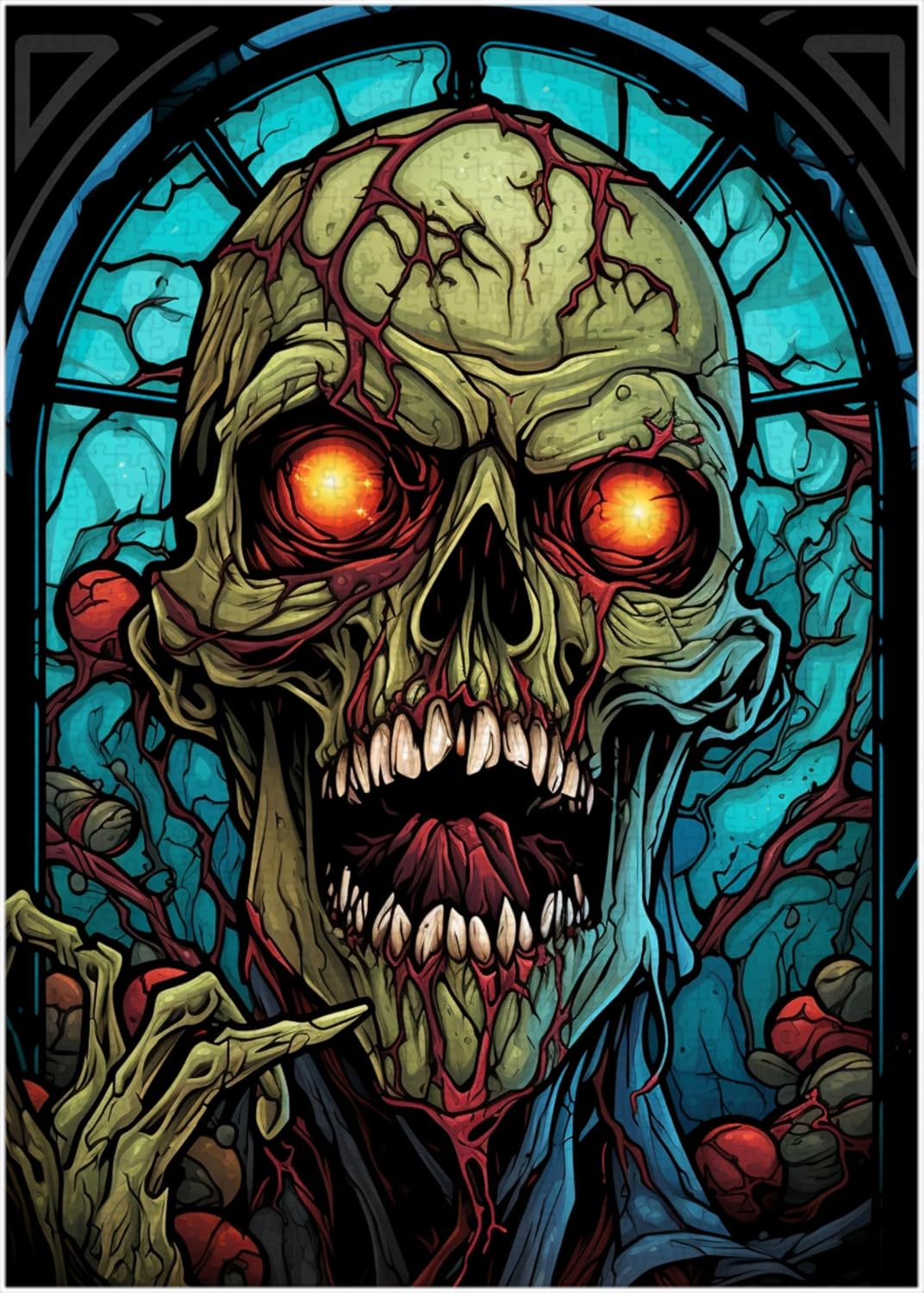 Stained Glass Zombie Jigsaw Puzzle 300/500/1000 Piece (300pc (28×40cm))