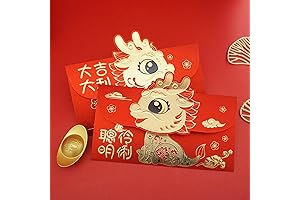 Chinese 2024 Year of the Dragon Red Envelopes 6Pcs