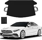 EcoNour Windshield Cover for Ice and Snow | Heavy Duty 600D Oxford Fabric | Windshield Protector for Cars, SUVs, Trucks | Secure Fit Waterproof Frost Cover | Winter Car Accessories | Medium (69