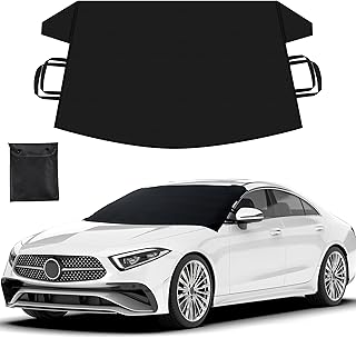 EcoNour Windshield Cover for Ice and Snow - Universal Fit for Car, SUV, Truck, Heavy Duty 600D Oxford Fabric Frost Protector for Ice & Sleet, Includes Anti-Theft Straps, Medium (69"x42")
