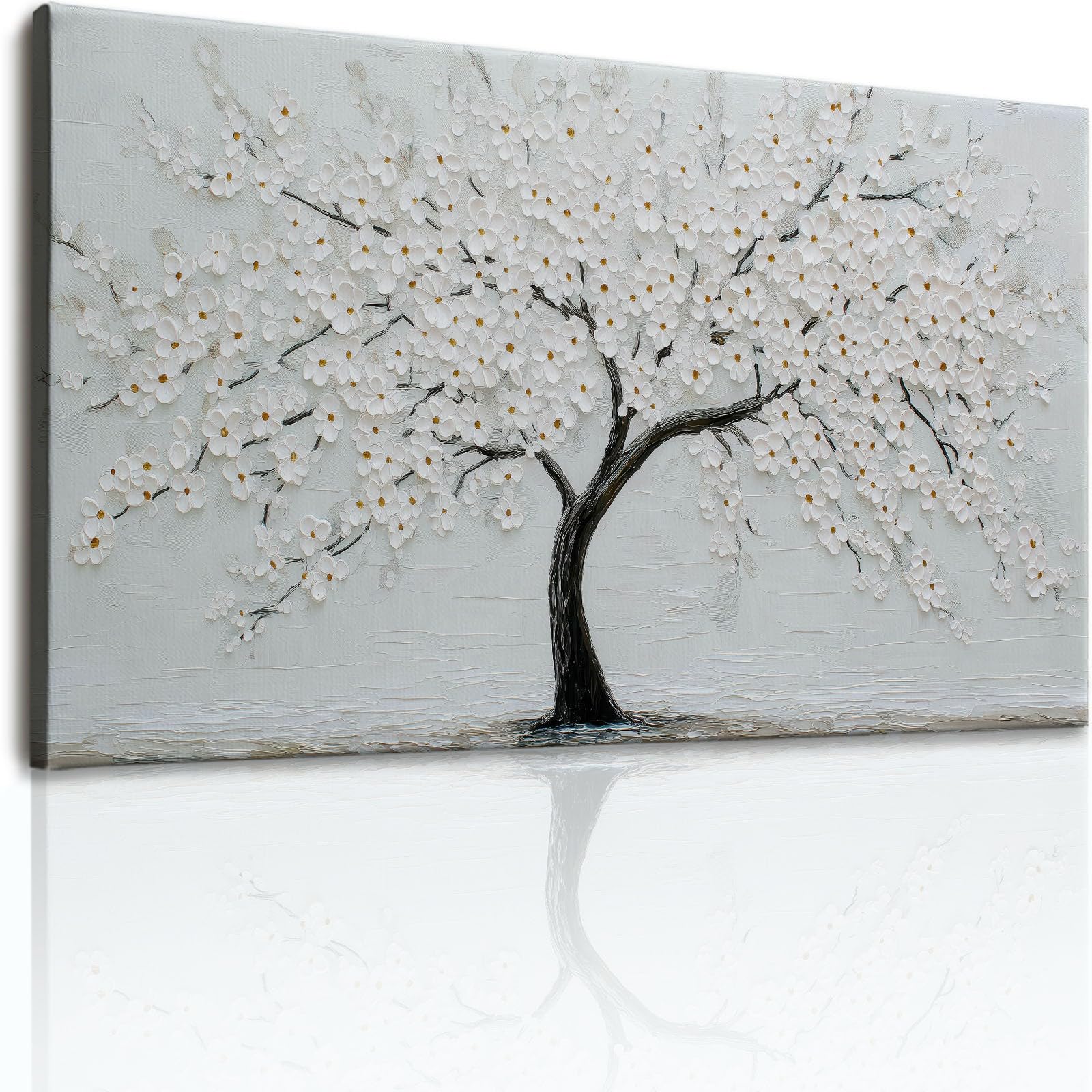 Stampa artistica da parete su tela con piante floreali, alberi minimalisti, eleganti stampe su tela per soggiorno, camera da letto, ufficio, immagini bianche impermeabili da parete per bagno, 99 x