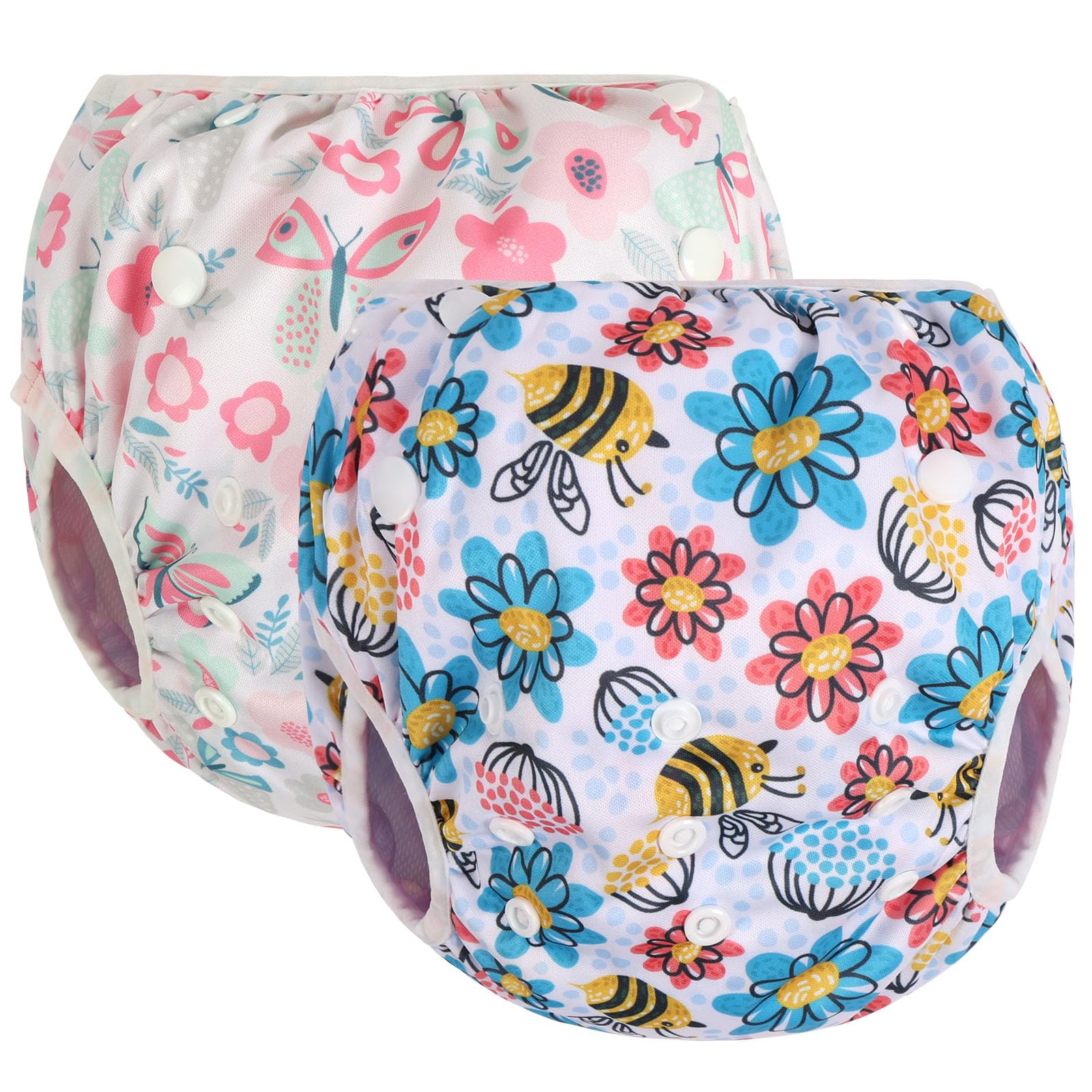 Vicloon Swimming Nappy Reusable, 2 Packs Baby Swim Nappy Comfortable Swim Nappies, Adjustable Size Washable Nappies for Swimming Lessons/Holiday