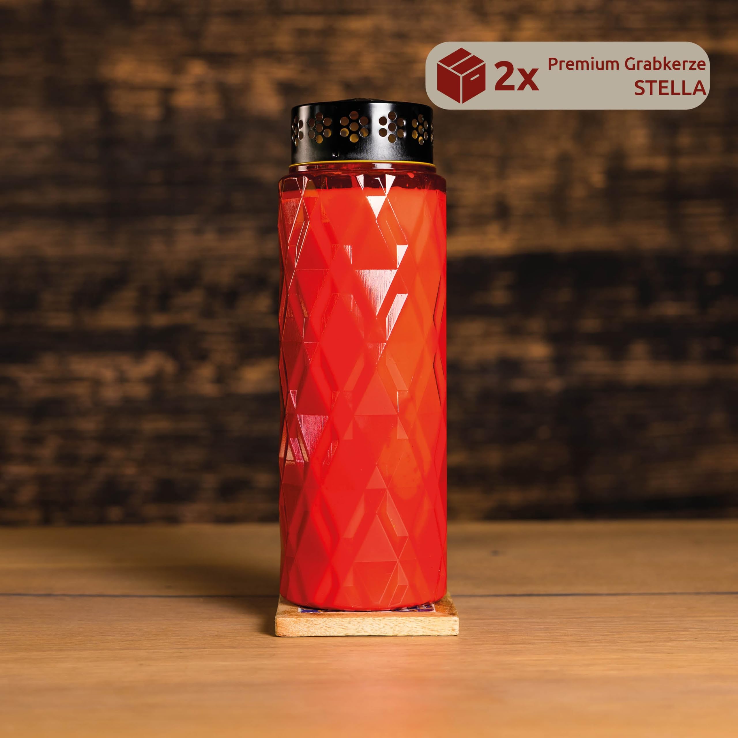 4er Set Grabkerzen Stella 10 Tage | 240 Stunden Brenndauer | Designkerze | Wetterfestes Grablicht mit Deckel | Trauerkerzen für Grab, Friedhof, Grabdekoration & Grabschmuck