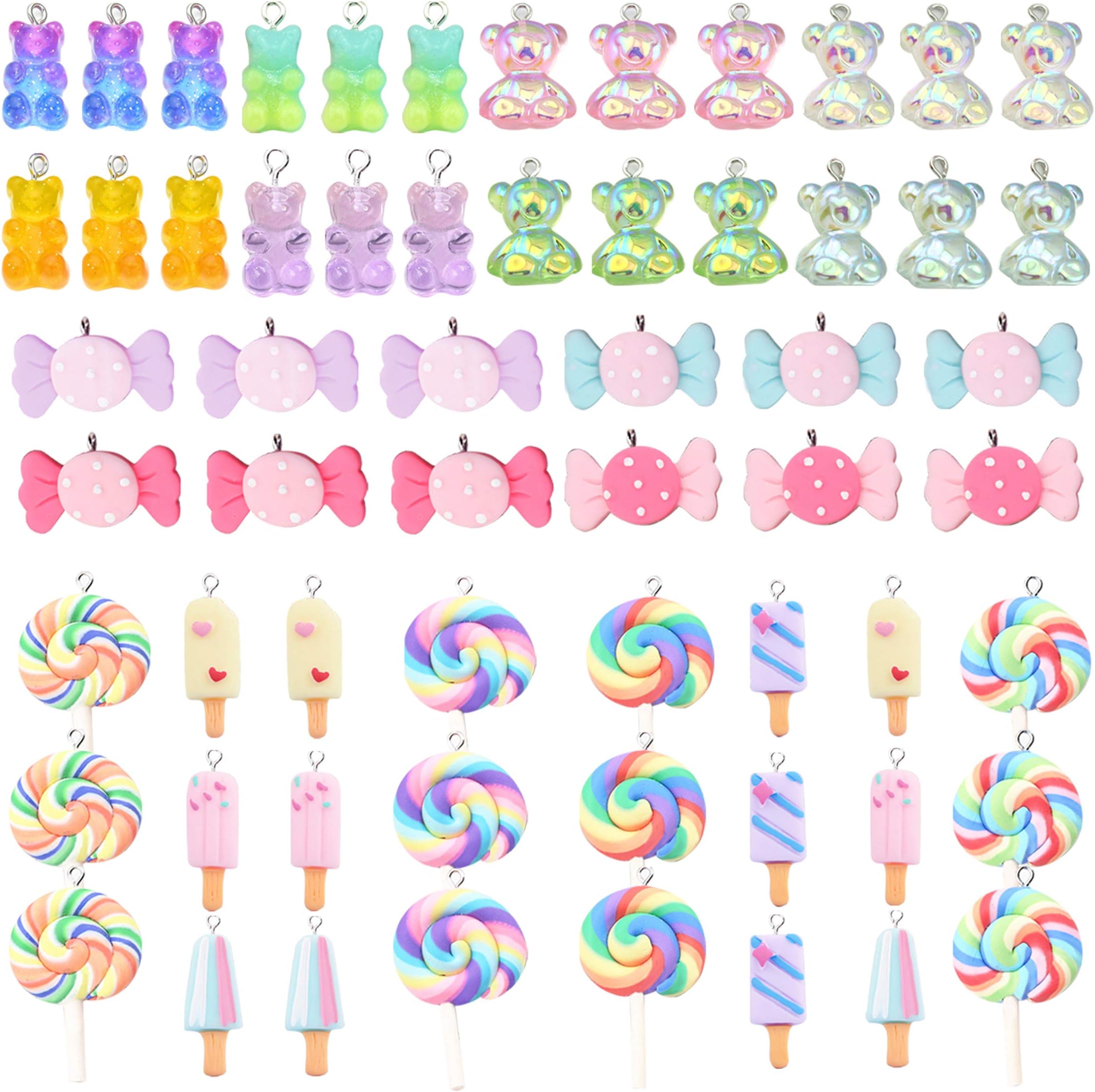 Colorful Candy Pendant Charm, Cute Resin Charms for Jewelry Making Keychains Necklace Bracelet Earrings, Resin Supplies for DIY Crafts Decoration