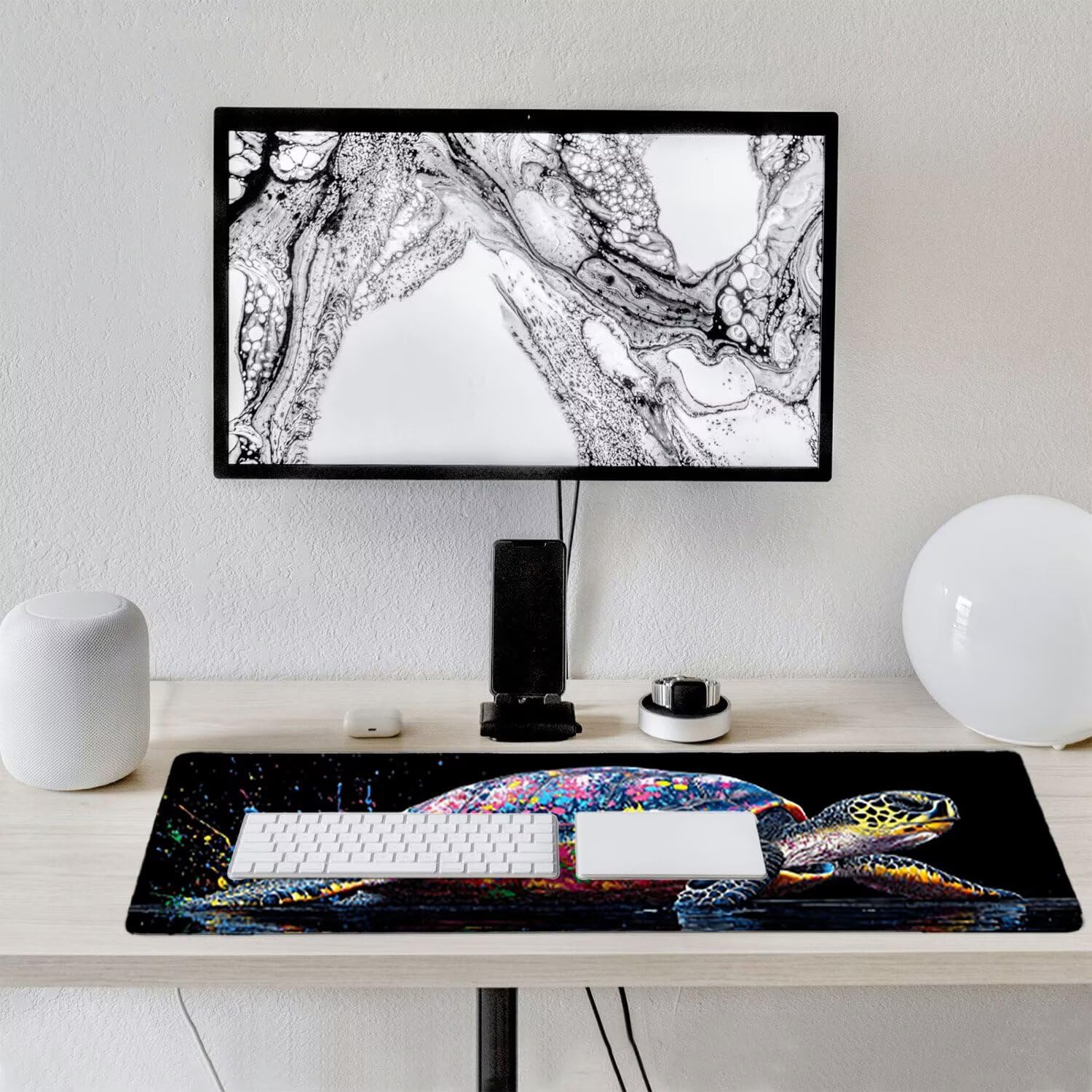 Podkładka pod mysz do gier XXL duża mysz 1200 x 500 mm, duża podkładka pod biurko z antypoślizgową gumową podstawą dla graczy, poprawia precyzję i szybkość (żółw) o-247