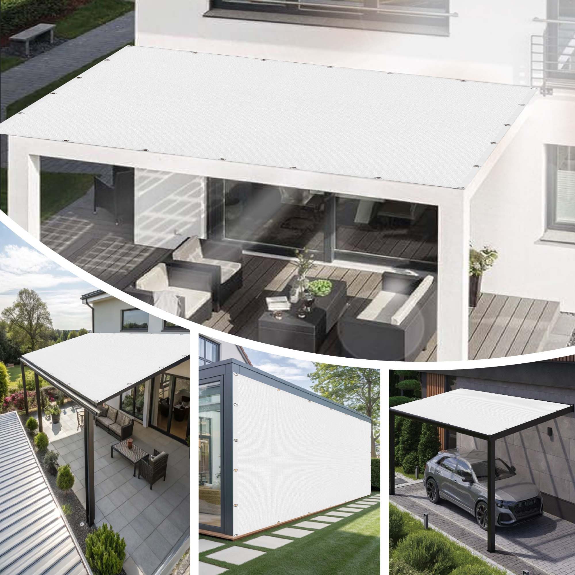 Toile d'ombrage de Serres 2.3 x 2.8 m Anti UV Voile d'ombrage Rectangulaire avec Œillets pour La Couverture Végétale Serre Pergola Jardin Abri D'Auto Pet House Lawn Patio, Blanc