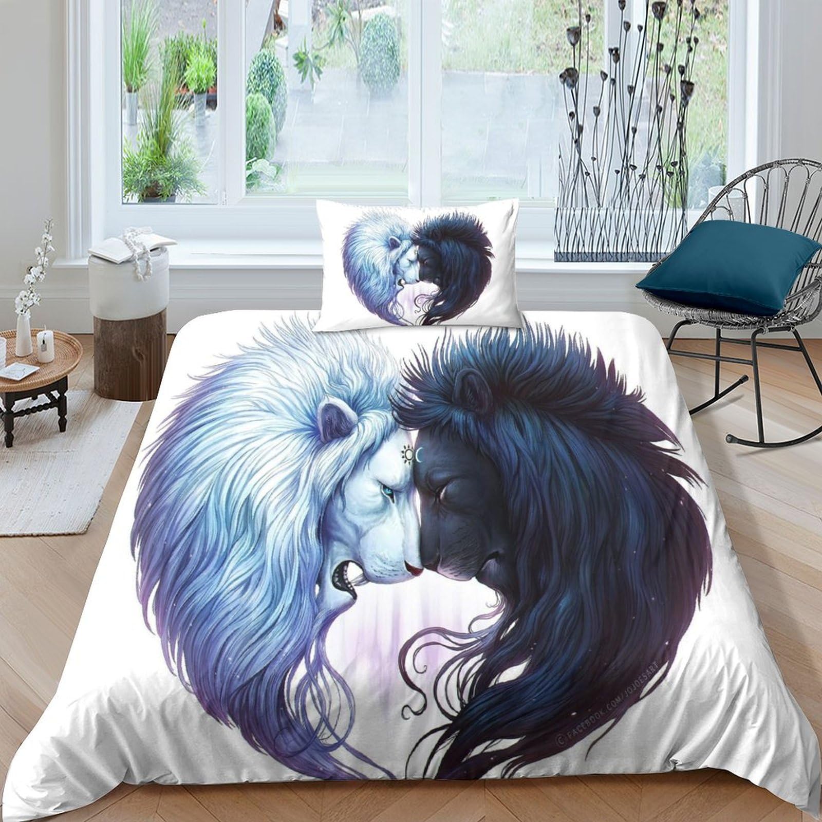 Housse de couette lion pour chambre d'enfant parure de lit 135x200 douce pour la nuit