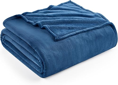 Vista 41 de Hansleep Manta de forro polar tamaño King para cama azul marino, súper suave manta de franela esponjosa tamaño King para todas las estaciones, azul