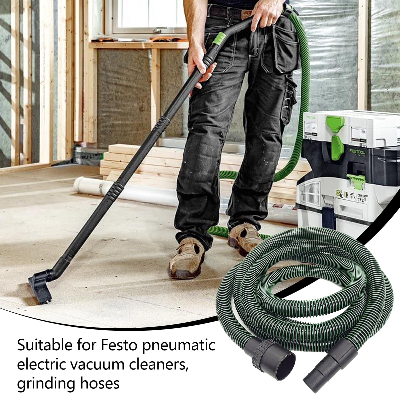 Tuyau D'extraction de Poussière, Tuyau D'aspiration Ø 32 mm Antistatique D27 pour Aspirateur compatible avec Festool CT 26/36/48 15/25 MI-NI et CT MI-DI à partir de 2019 (5 m)
