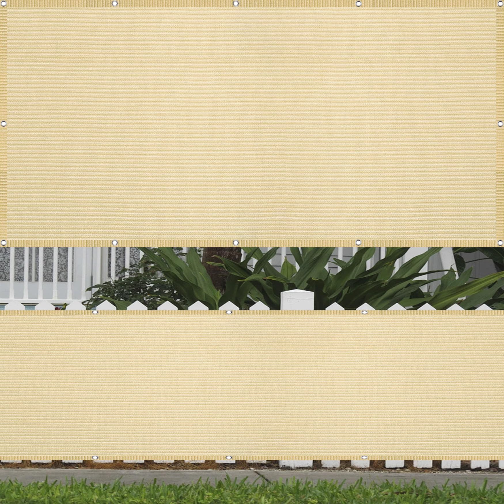 Cache vue balcon protection UV et résistant au vent jaune sable