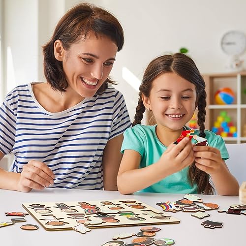 Miniatura 7 de Rompecabezas multiculturales de madera para niños, rompecabezas intercambiables para vestir diversidad, rompecabezas de madera para preescolar