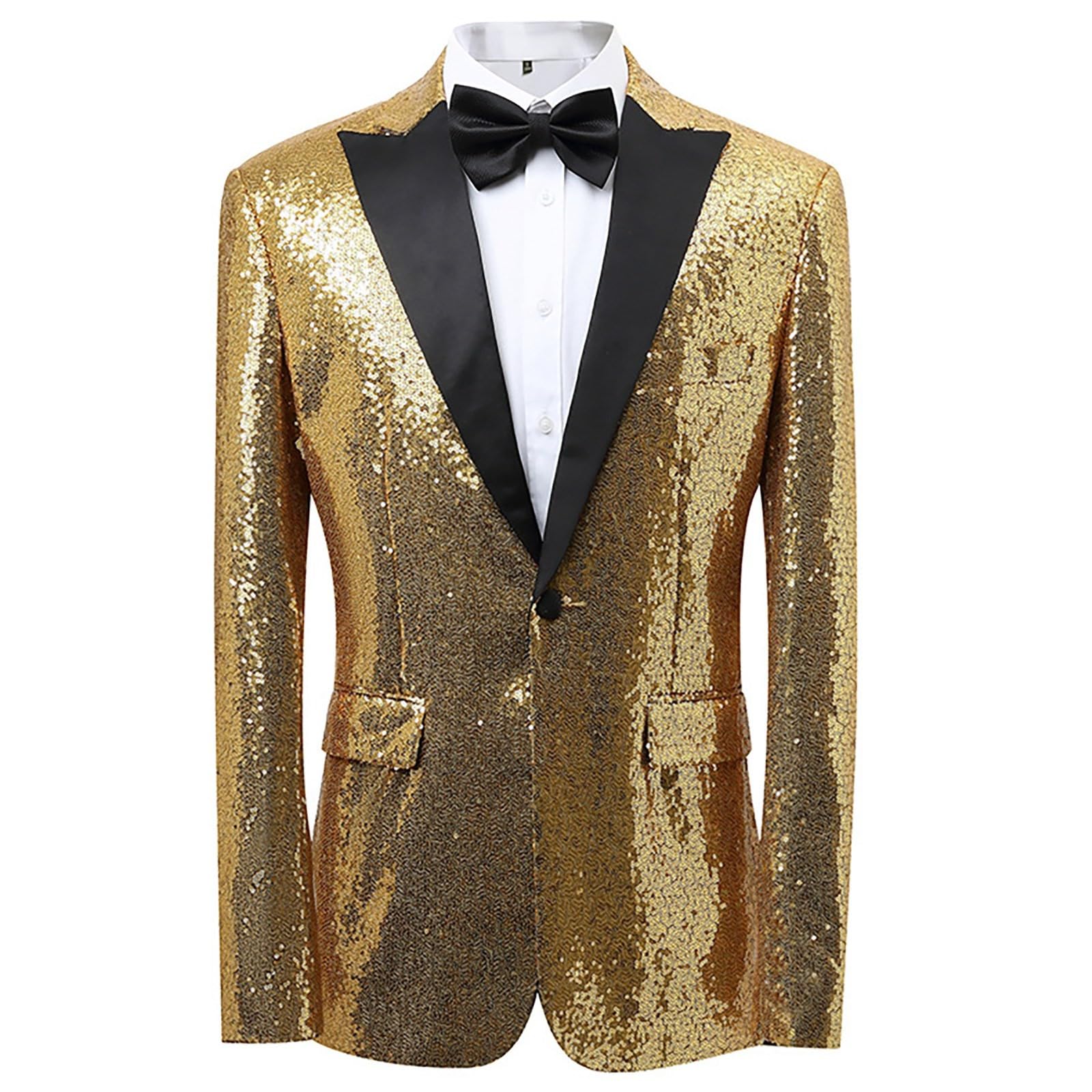 Generisch Trajes para hombre de boda, chaqueta de lentejuelas y pantalones, juego de tres piezas, esmoquin, fiesta, baile, boda, lentejuelas, esmoquin, chaqueta de un botón, traje de negocios para