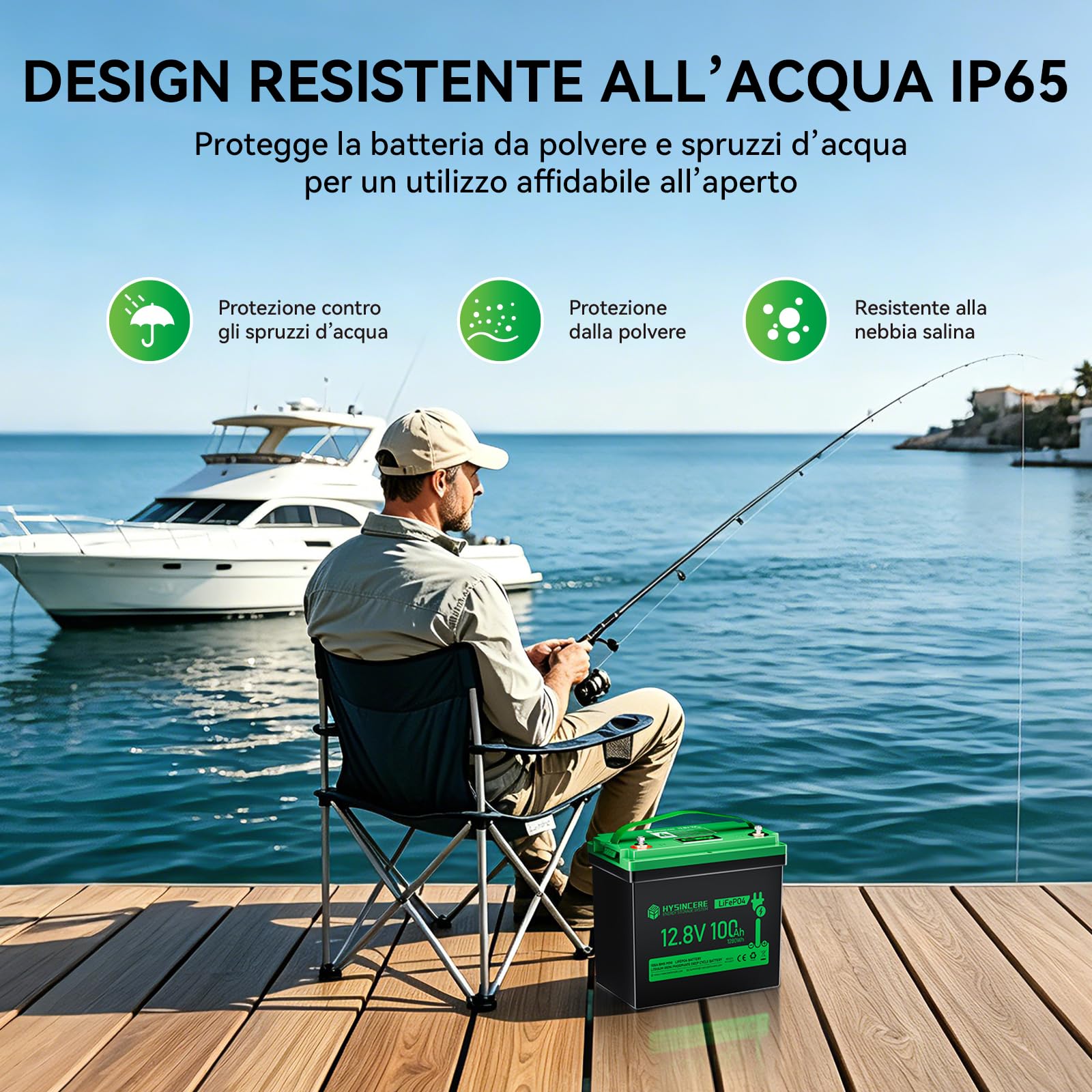 12 V, 100 Ah LiFePO4 MINI Batteria al Litio con LED, Massimo 15000 Cicli e BMS Intelligente da 100 A, Accumulatore a Ciclo Profondo da 12 Volt 1280 Wh Ricaricabile per Camper, Campeggio