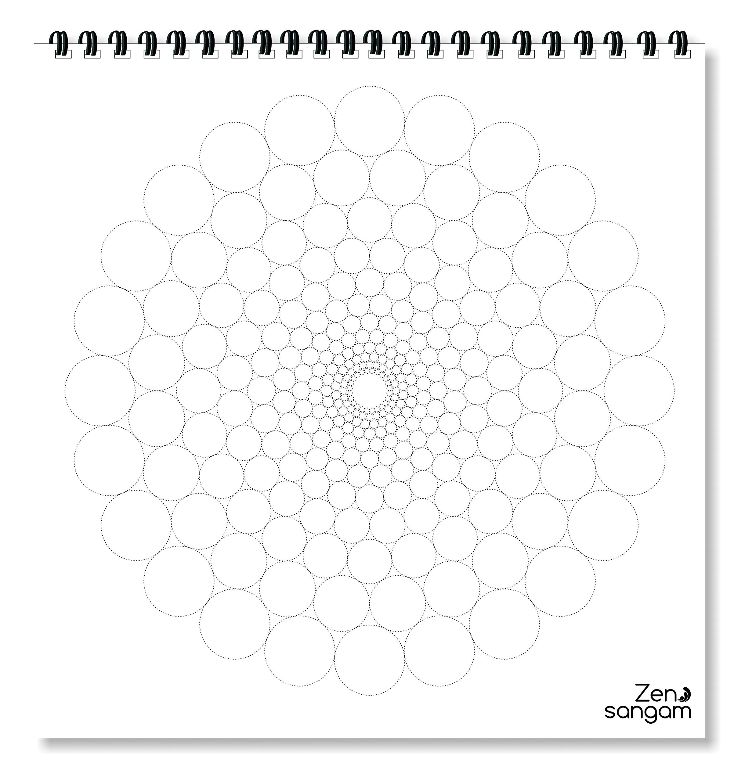 Zen Sangam - Mandala Draw and Colour Activity Book for Kids and Beginners - Level 1 - 24 Unique Dot to Dot Draw and Connect Designs 1
