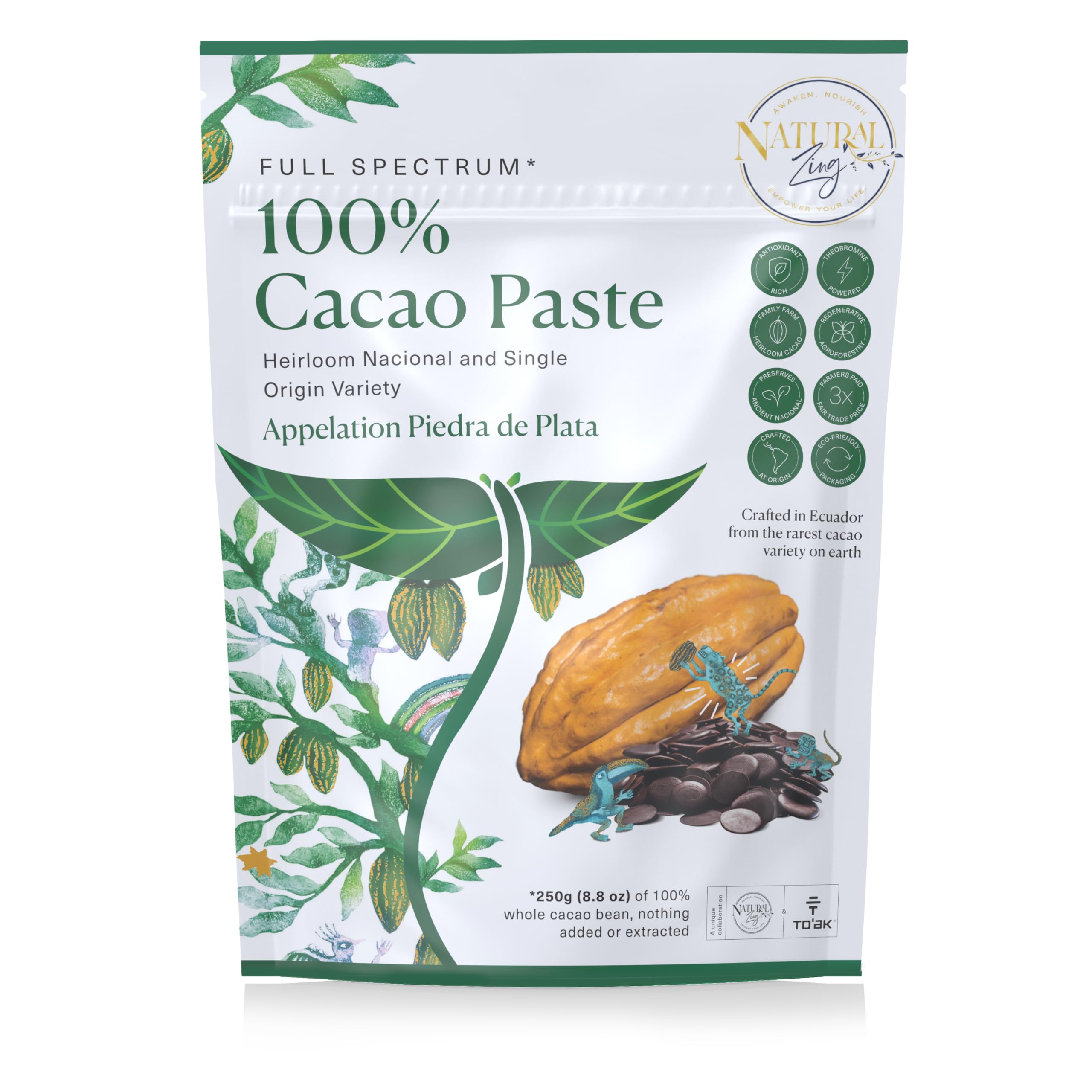 Natural Zing Raw Cacao Liquor|Paste Chunks – Organic, Single-Origin | Pure Cacao from Ecuador (12 oz)| Not CCN-51 | Unroasted, No Additives | Rich Aroma, Magnesium-Rich Coffee Alternative | Clean Energy Superfood