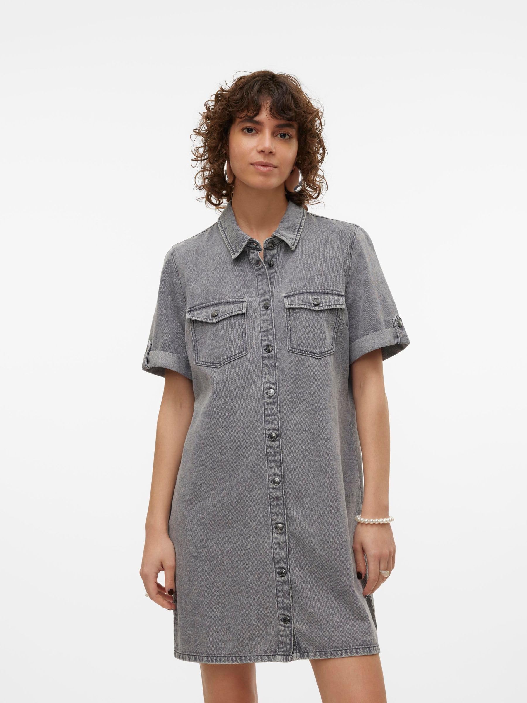 VERO MODA Sukienka Kobiety Vmjennie Ss Short Denim Dress Mix Noos