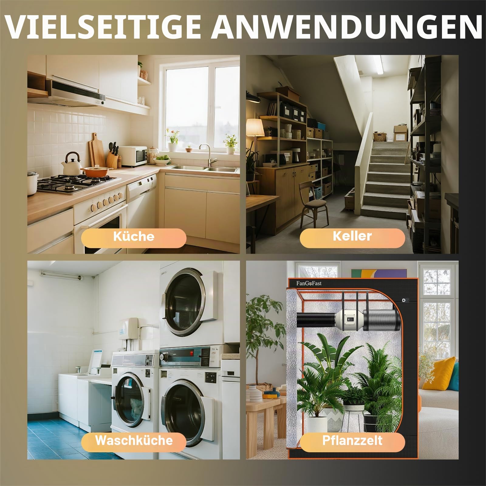 FanGoFast Rauchabzug Rohrventilator 100 mm Inline-Kanalventilator Abluftventilator Rohrlüfter 230 V Leise mit IEC-Steckdose EU-Stecker + 1,5 m EU Netzkabel für Badezimmer, Büro, Wachstumsräume