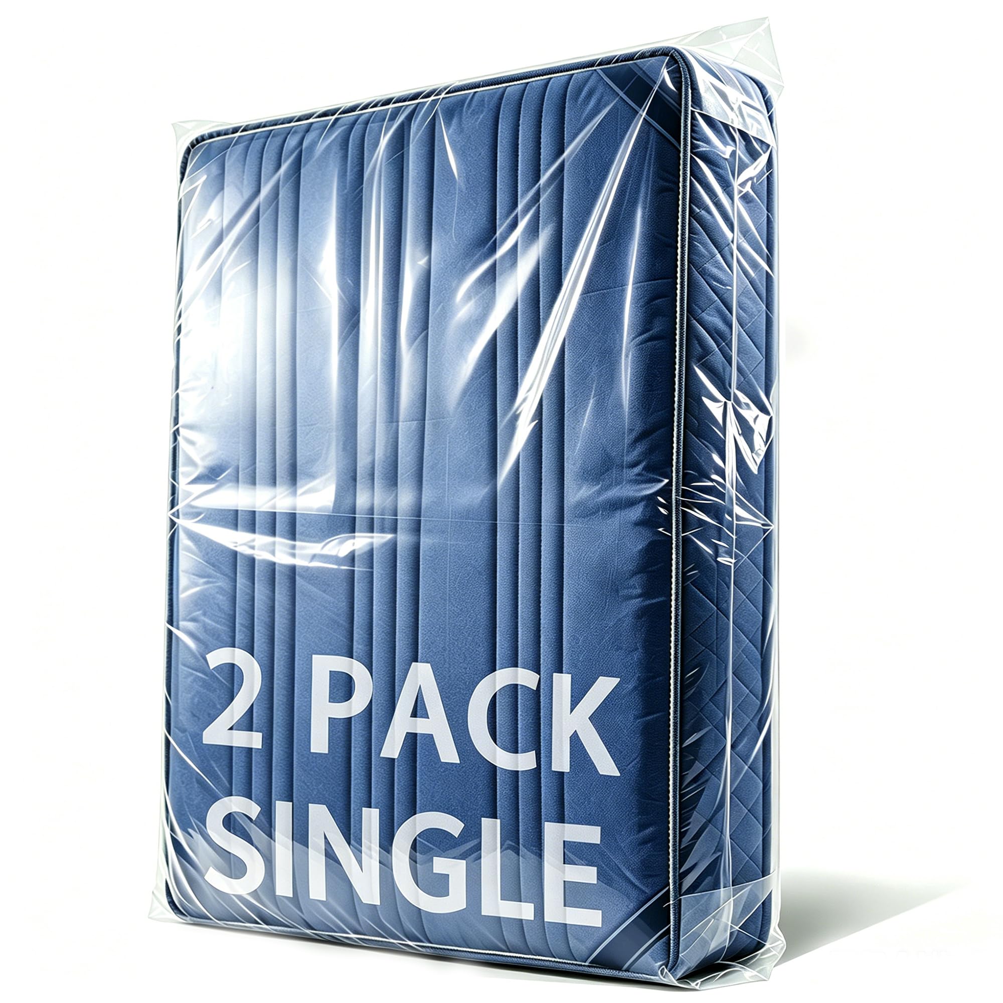 Oumaru Pack of 2 Mattress Bag for Moving and Storage, 2 Mil Heavy Duty Bed Mattress Cover, Tear Resistant & Waterproof Mattress Protector for Moving, Storage & Travel (Single)