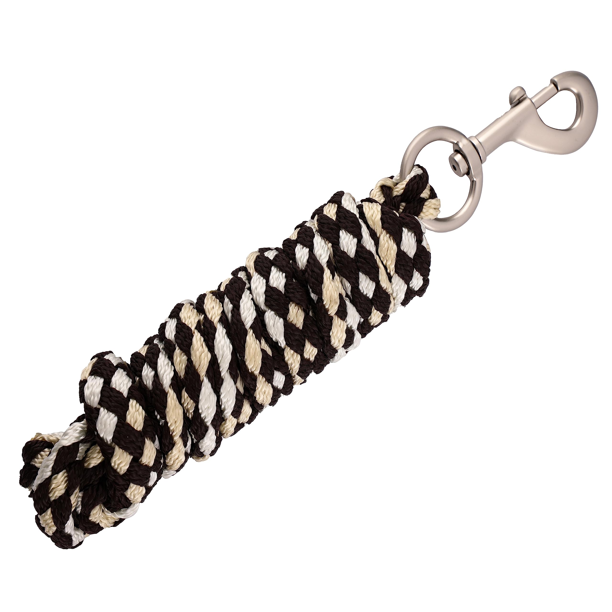 Longe pour cheval - Corde d'attache dans différents designs élégants, longe, corde d'attache pour poney, âne, chèvre, long tricot avec mousqueton jaune brun