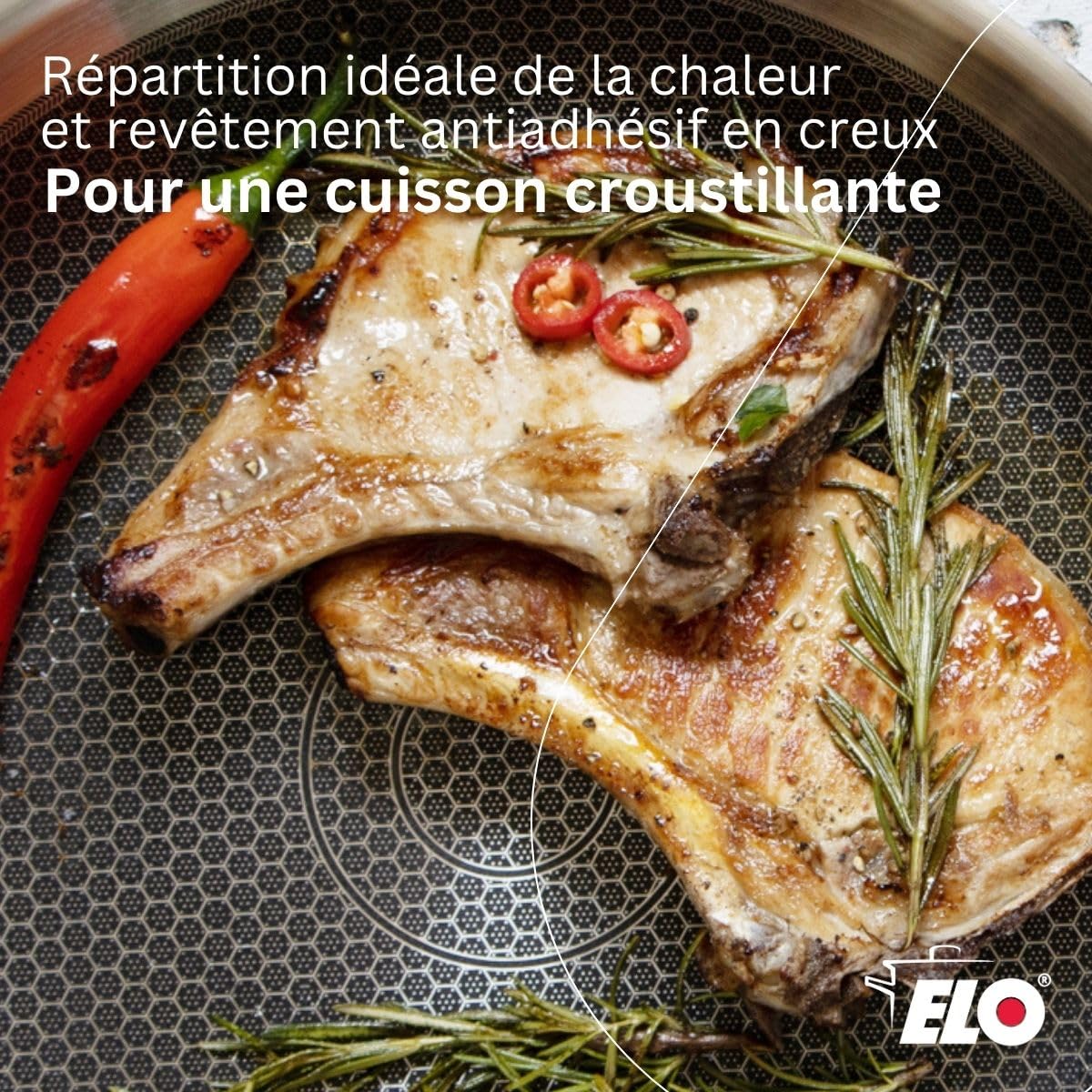 Elo Batterie de cuisine 3 poêles 24/28/32 cm et 4 faitouts 14/16/20/26 cm | Cuisson homogène, 7 pièces pour équiper la cuisine, Inox 18/10, Poêles 24 28 32 cm, Faitouts 14 16 20 26 cm, Induction four
