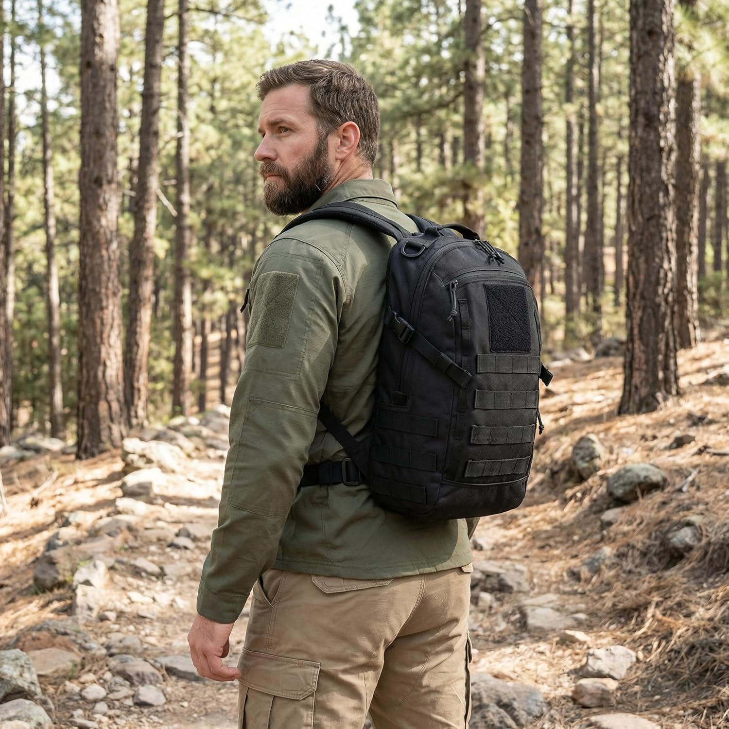 Small Tactical Backpack Military Daypack 12L Molle Bag Rucksack Army Daypack for Outdoor,Hiking,Camping,Travel (Black) - Image 9