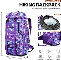 Vista 3 de 100L camping senderismo militar táctico mochila escalada al aire libre bolsas de deporte para acampar, mochilero, Púrpura (PURPLECAMO), Mochilas