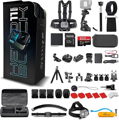 GoPro - Cámara de acción impermeable HERO7 Silver 4K - con kit de accesorios de 50 piezas - Pantalla táctil 4K HD Video - Fotos de 10MP - GoPro - Cámara de acción impermeable HERO7 Silver 4K - con kit de accesorios de 50 piezas - Pantalla táctil 4K HD Video - Fotos de 10MP -