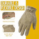 HANDLANDY Genuine Kids Leather Work Gloves for ages 3-11, Children Gardening Gloves for Boys, Girls