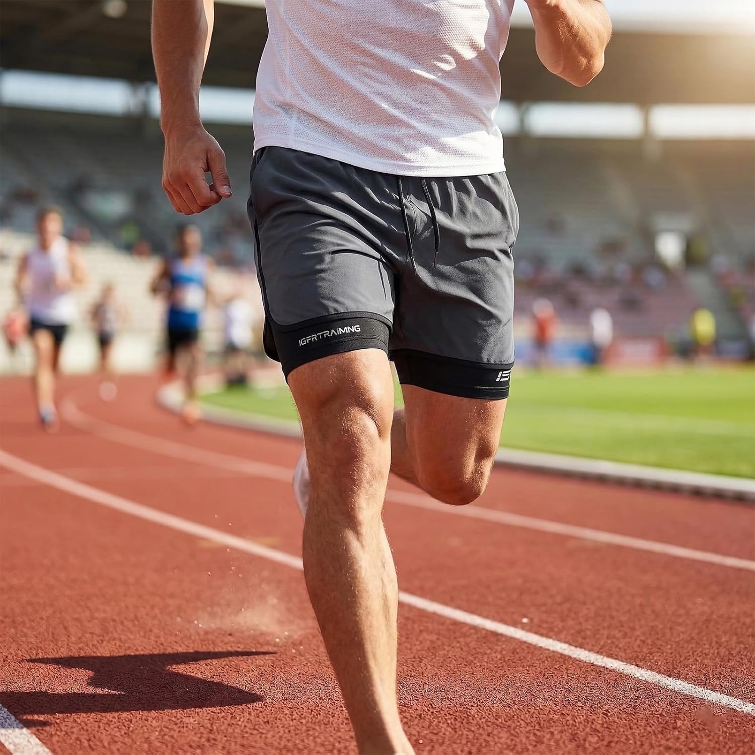 Men 2 in 1 Running Shorts Quick Dry Athletic Workout Shorts with Liner and Towel Loop