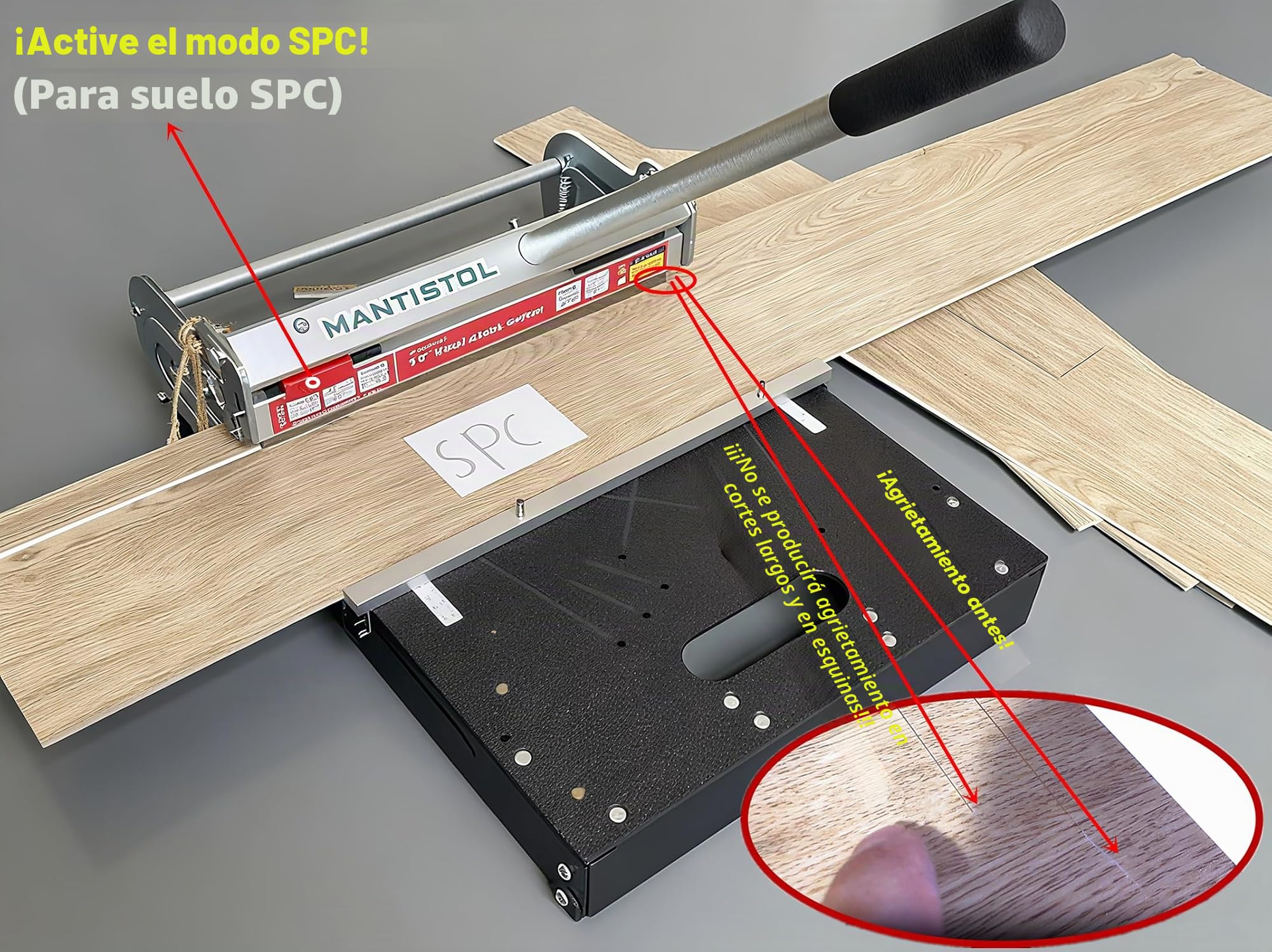 Corte de suelo de vinilo rígido Pro de 13" con hoja de repuesto de 13", ¡el doble de tiempo! Corta SPC/LVT/WPC hasta 9 mm. Cortes angulares instantáneos 15/22.5/30/45. ¡Sin medición! ¡Sin conjeturas!