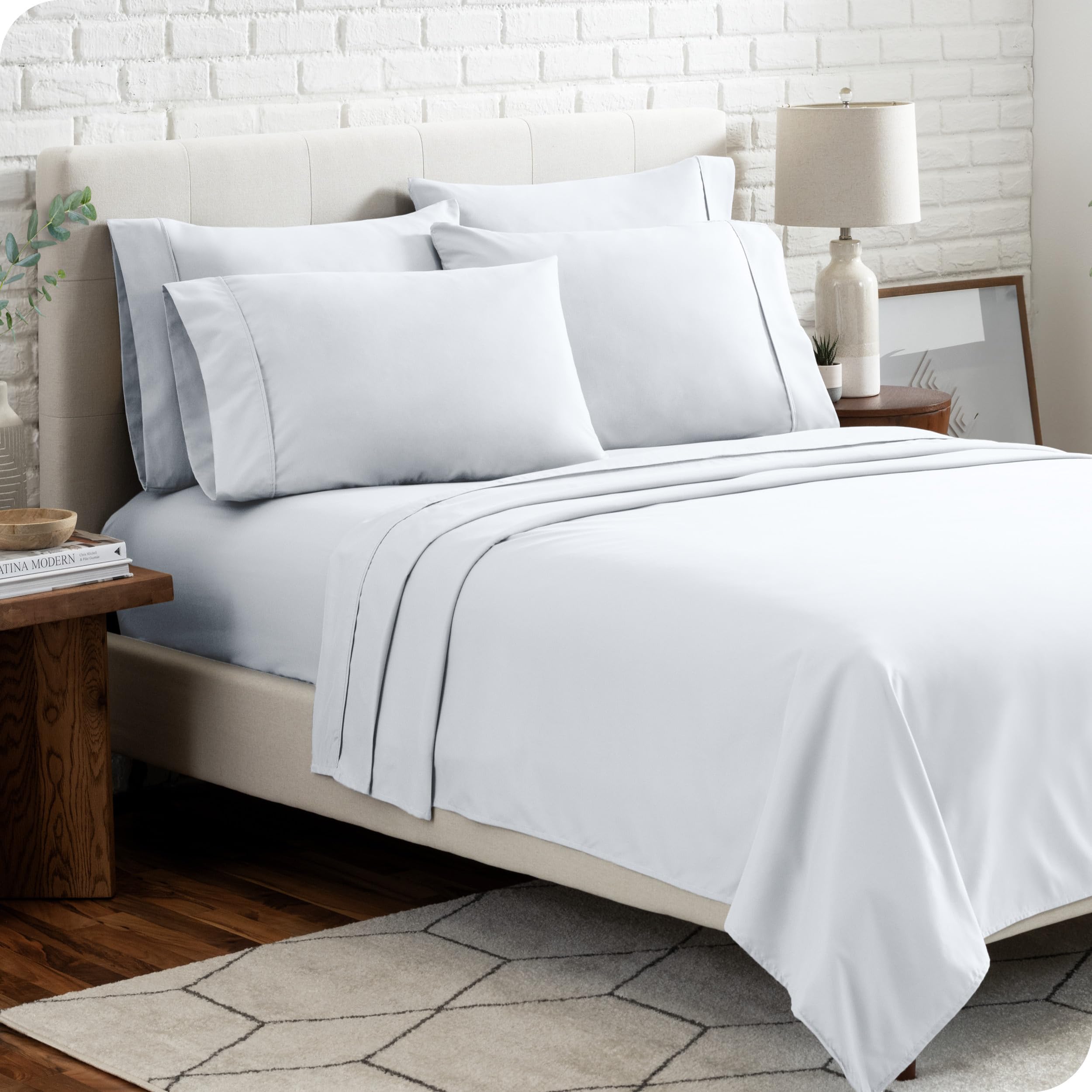 Bare Home Hotel Luxury Twin XL Sheet Set, Extra Soft - 4 Piece Set - Deep Pockets - Easy Fit - Cooling & Breathable - Wrinkle, Fade, Stain Resistant - Includes 2 Pillowcases (Twin XL, White)
