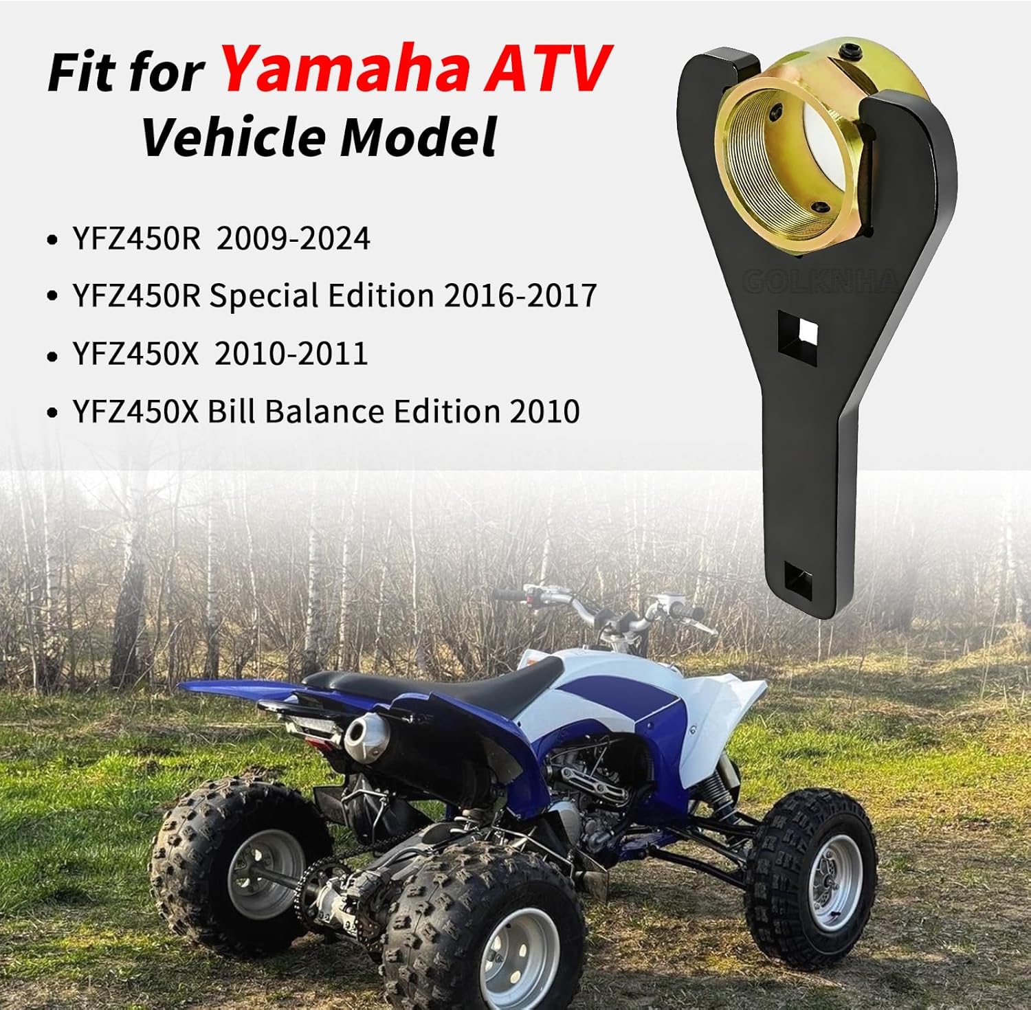 Rear Axle Lock Nut & Wrench Tool 46mm for Yamaha ATV YFZ450R 2009-2024 YFZ450X 2010-2011 OEM# 90179-38001-00 90208-39001-00