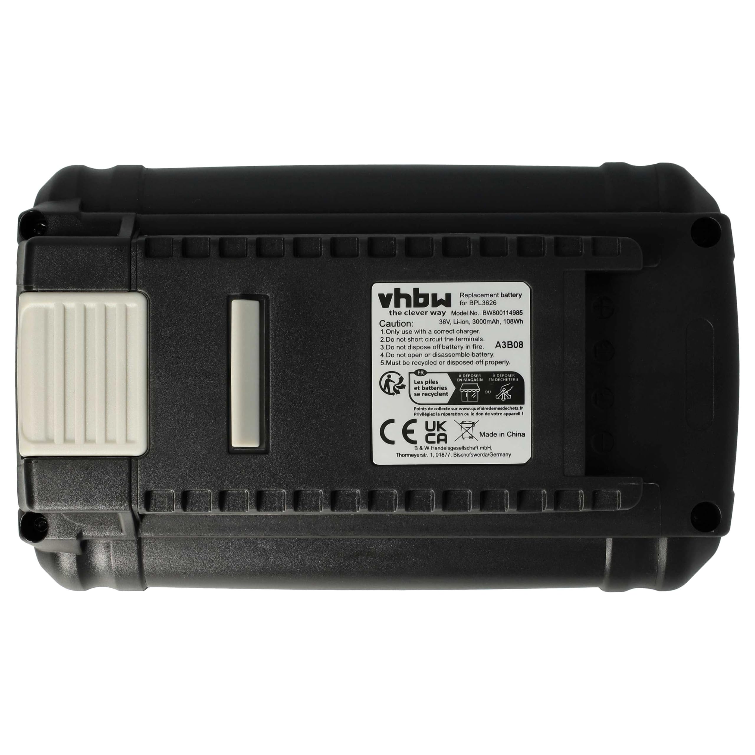 vhbw batteria compatibile con Ryobi RHT36C60R15, RCS36X3550HI, RHT36C5525, RLM36X40H, RLM36X40H40 utensile (3000 mAh, Li-Ion, 36 V)