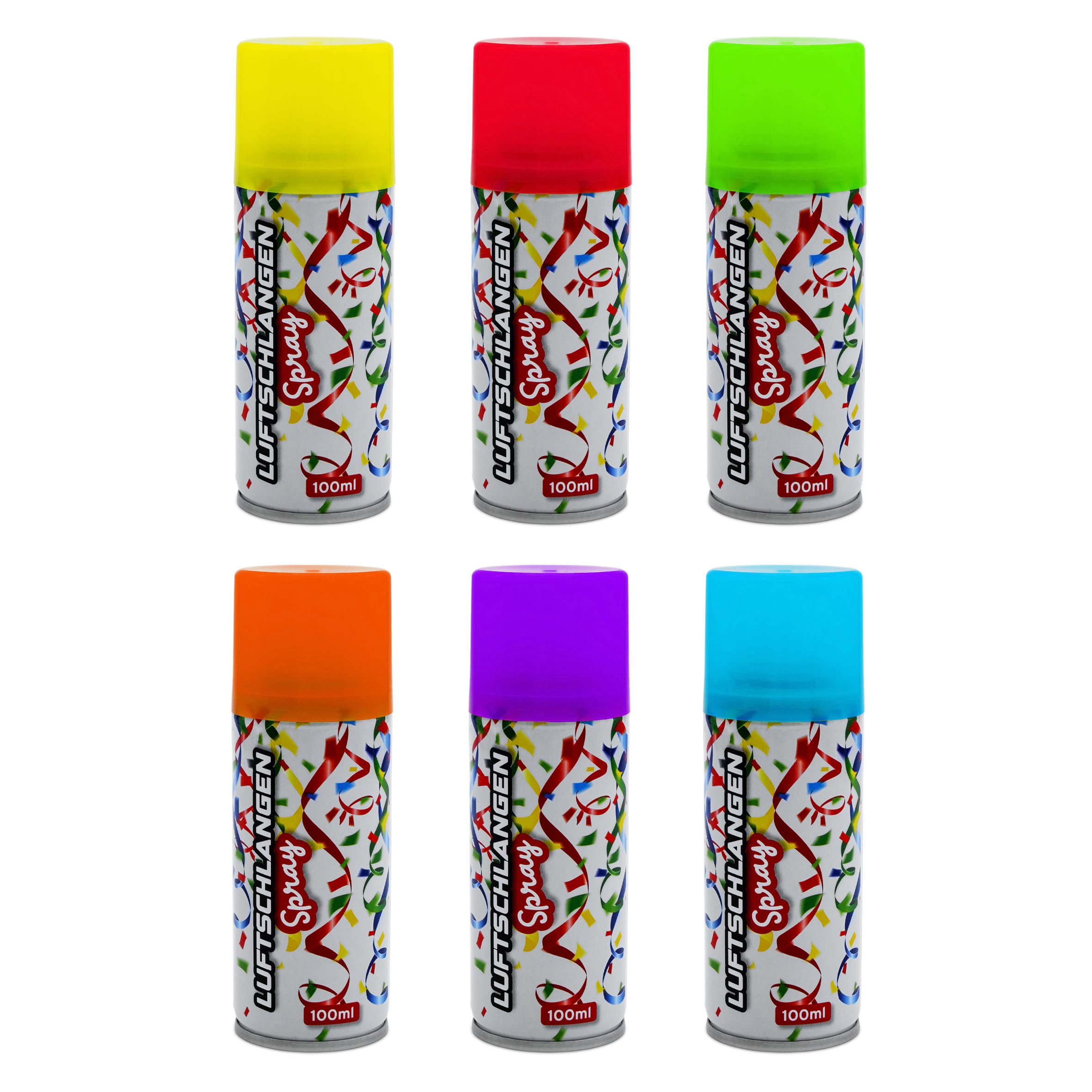 Spetebo Fluorescencyjny spray 100 ml – opakowanie 24 szt. – dekoracja karnawałowa z rozpylaniem serpentyny w 6 kolorach – dekoracja karnawałowa, dekoracja urodzinowa, girlanda