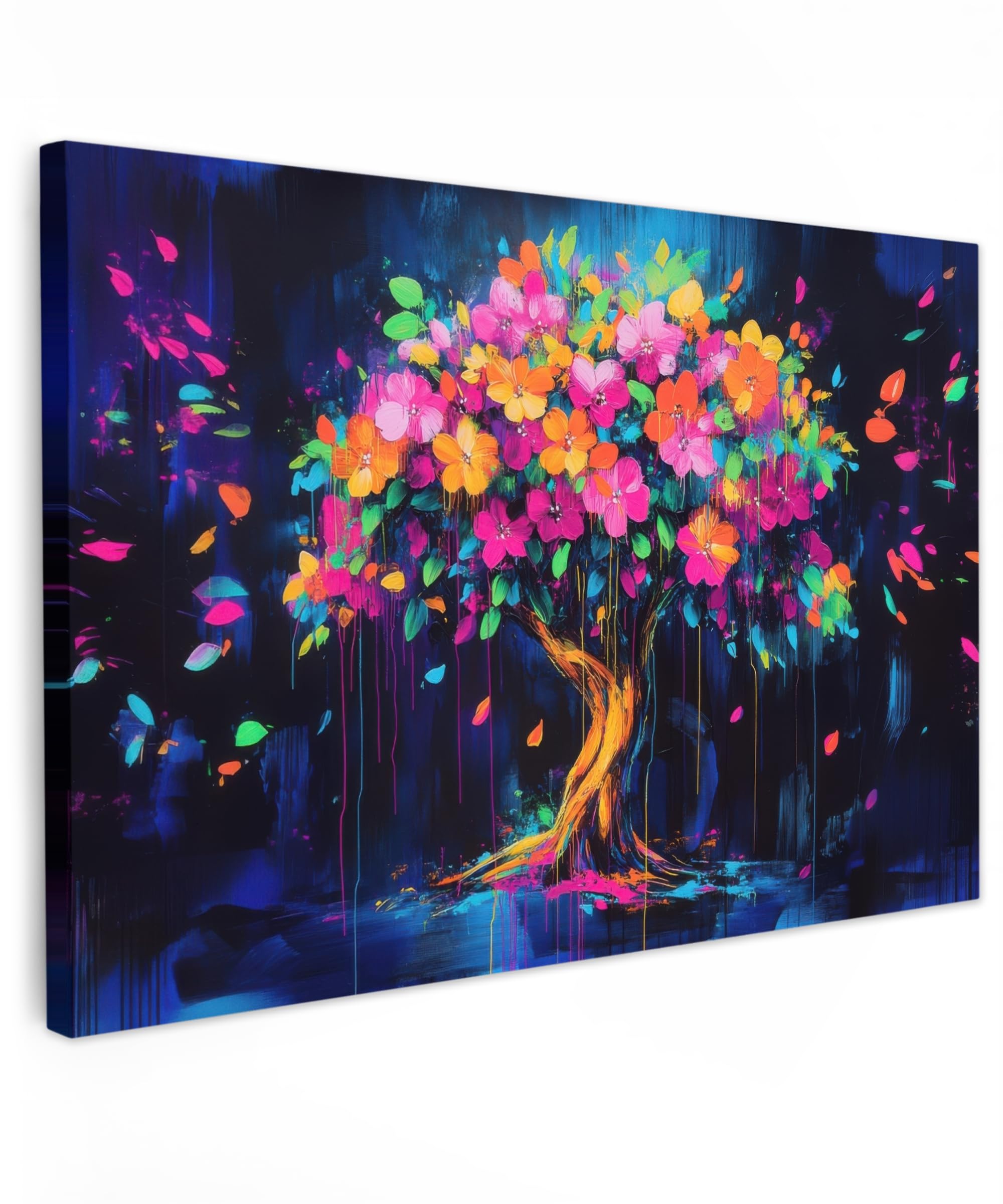 MuchoWow© Canvas Wall Art 47"x31" / 120x80 cm Decor Hanging Pictures for Living Room Canvus Artwork Deco Walls Tree - Flowers - Magical - Colored