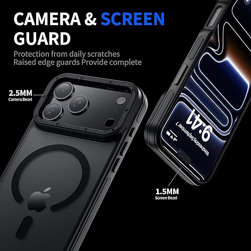 Miniatura 4 de Yzoiko Funda magnética fuerte para iPhone 17 Pro con funda para cámara protección de grado militar de 10 pies compatible con MagSafe a prueba de