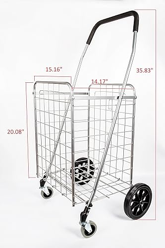 Miniatura 6 de PrimeTrendz Grocery Utility PT5614 - Carrito de compras para lavandería  Cubierta negra a prueba de agua incluida  Portátil y fácilmente plegable