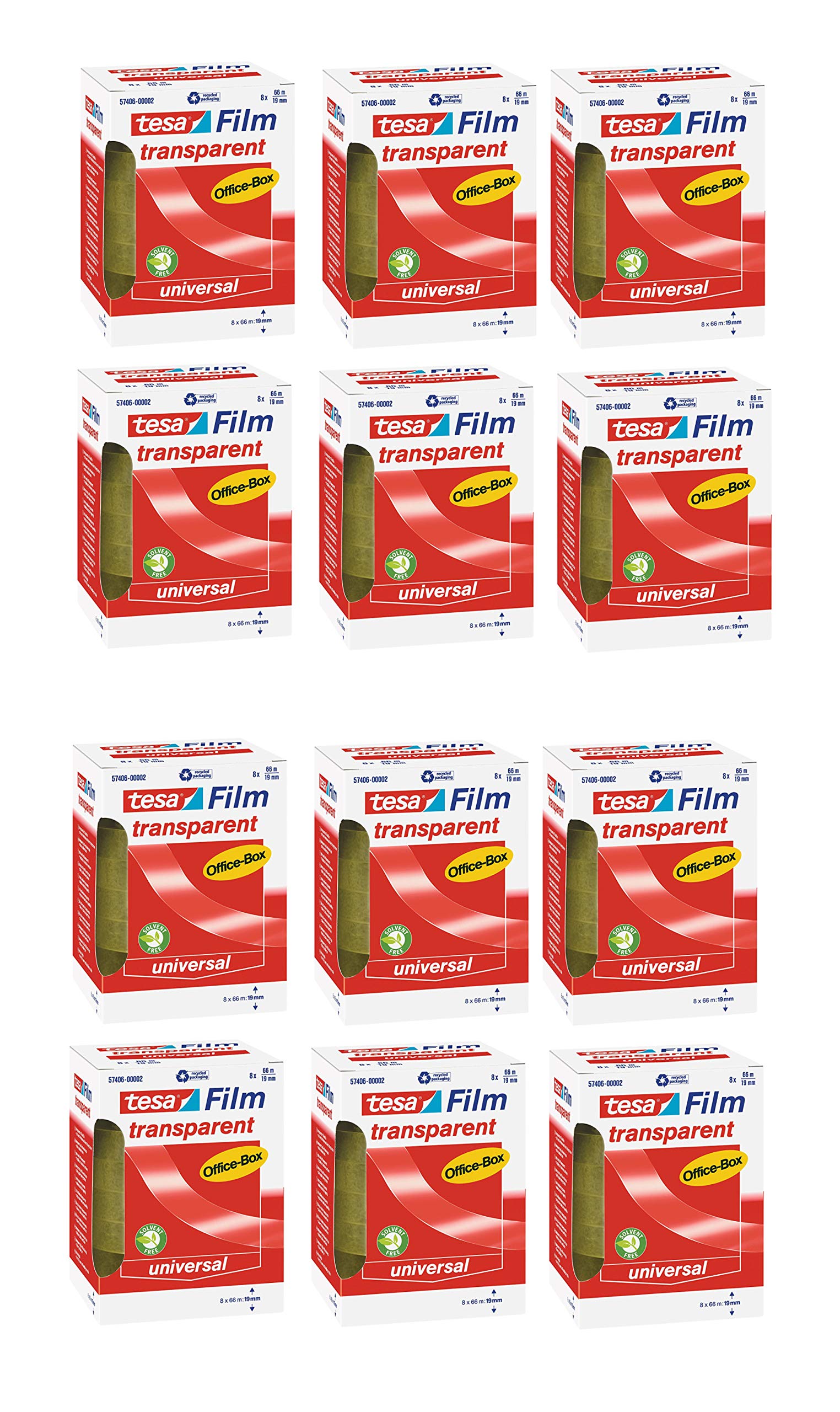 tesafilm transparent, Office-Box mit 8 Rollen (66m:19mm 12 Boxen)