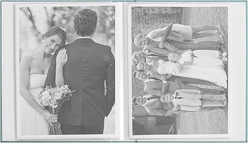 Miniatura 5 de DesignOvation Cydney - Álbum de fotos, juego de 4, color verde azulado, álbumes de fotos envueltos en lino con capacidad de almacenamiento de 40