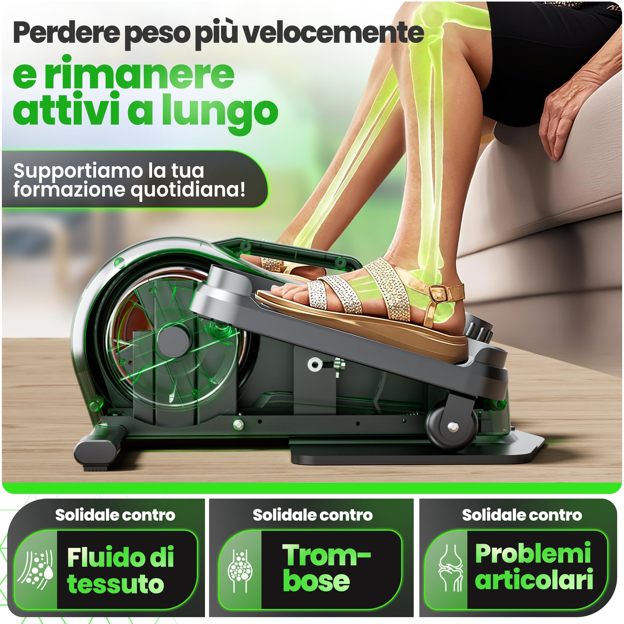 Ultrasport Stepper per casa, mini stepper fitness, 2 in 1, con corde di alimentazione e display LCD, per fitness a casa, mini stepper