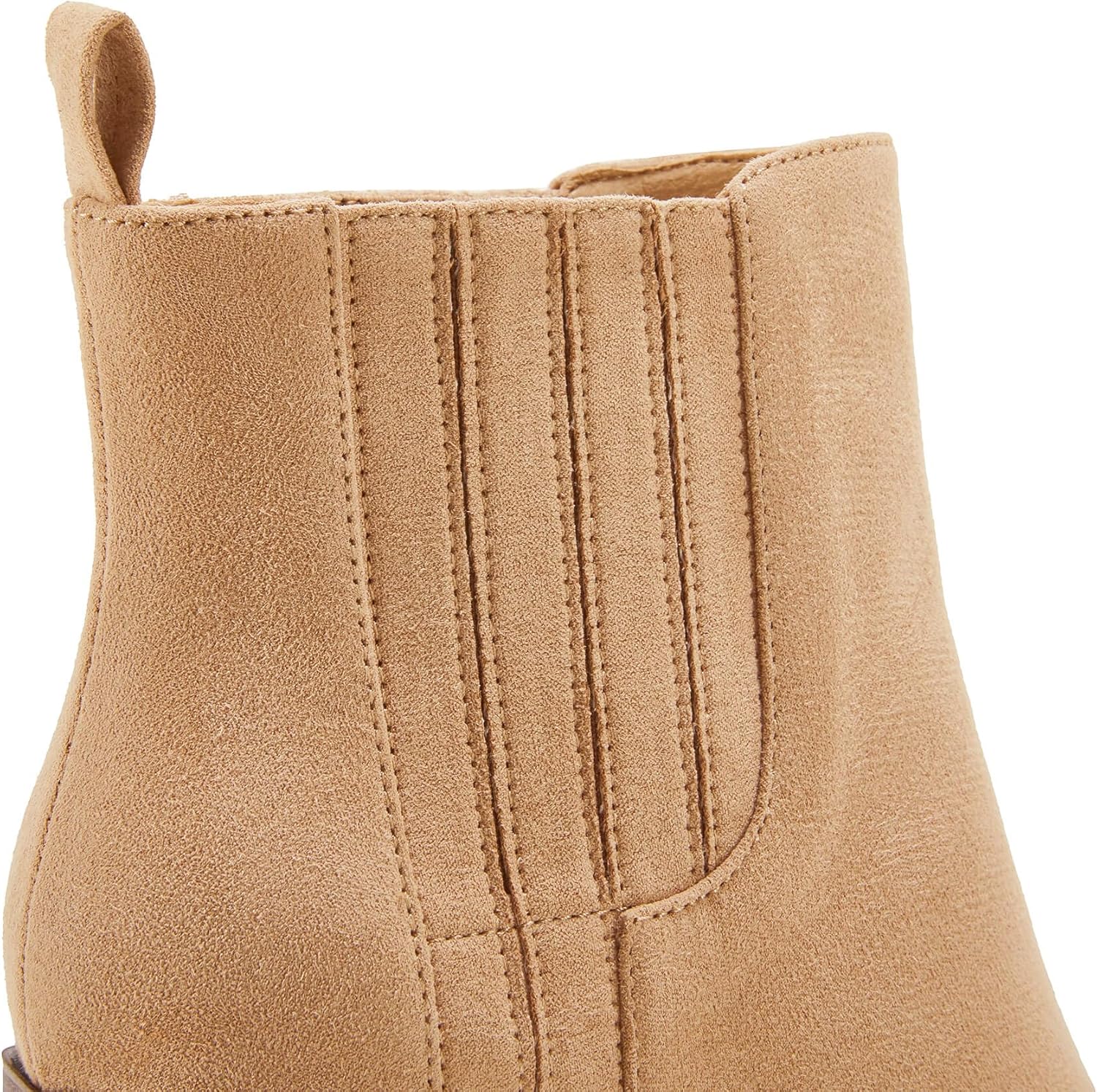 Womens Ankle Boots Slip on Pointed Toe Chunky Block Mid Heel Leather Elastic Panel Casual Chelsea Western Booties - Image 6