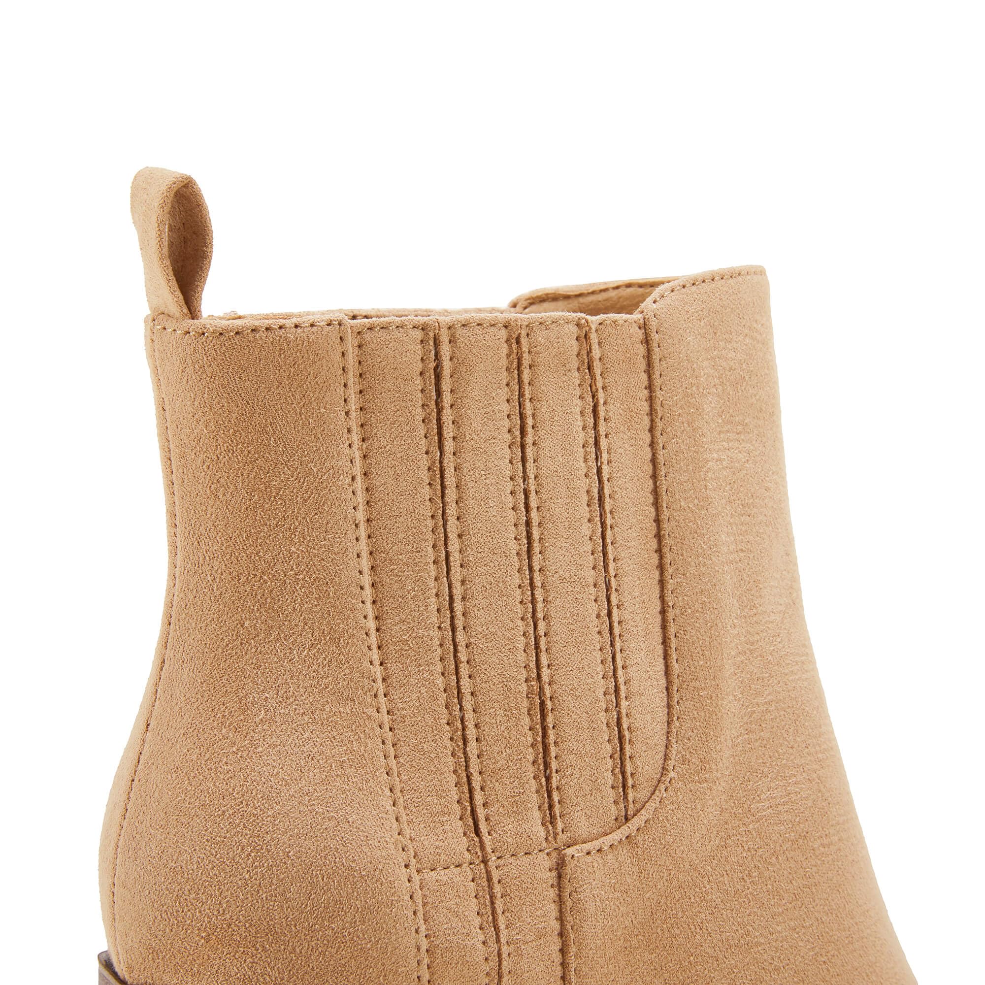 Womens Ankle Boots Slip on Pointed Toe Chunky Block Mid Heel Leather Elastic Panel Casual Chelsea Western Booties