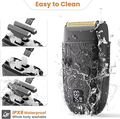 Miniatura 6 de Bestauty Afeitadora eléctrica de aluminio para hombres, maquinilla de afeitar de viaje con triple cabezal mejorado afeitado ultra cerrado,