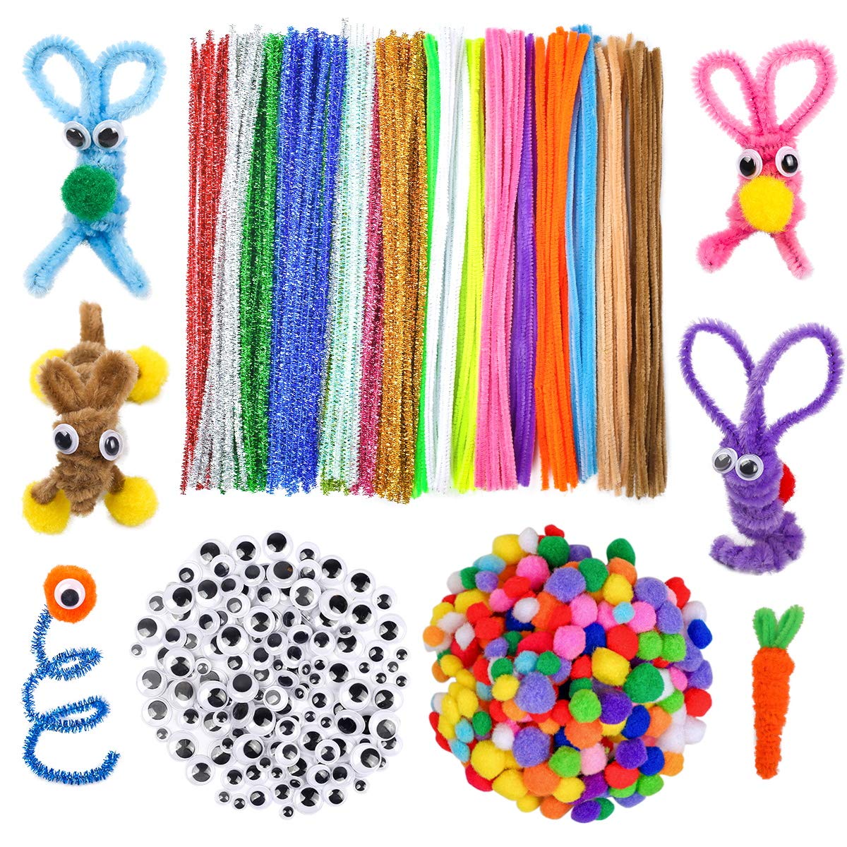 Pipe Cleaners Pom Poms For Crafts 150pcs Wiggle Eyes 250pcs Pompoms 0pcs Chenille Stems For Kids Kindergarten Crafts Supplise School Creative Diy 600pcs In Total Buy Online In Cambodia At Cambodia Desertcart Com