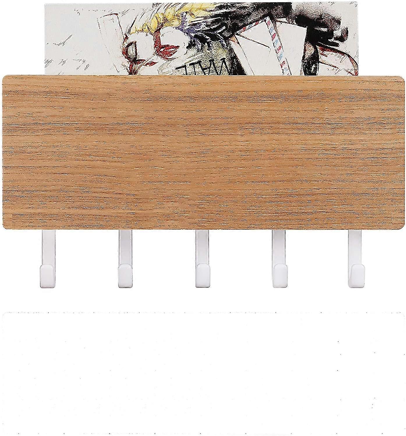 JOYHAPPST Key Rack with Shelf Wooden Wall Organizer - 5 Key Hooks, Key Holder, Vintage Key Board, Key Organizer, Letter Holder, Key Storage
