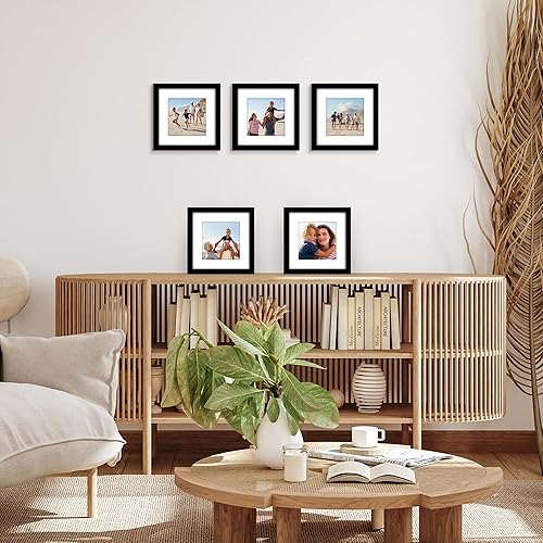 Vista 594 de Americanflat Portarretratos de 5 x 6 pulgadas con plexiglás pulido, juego de 5 portarretratos de 2 x 3 pulgadas con paspartú o para fotos de 5 x 6