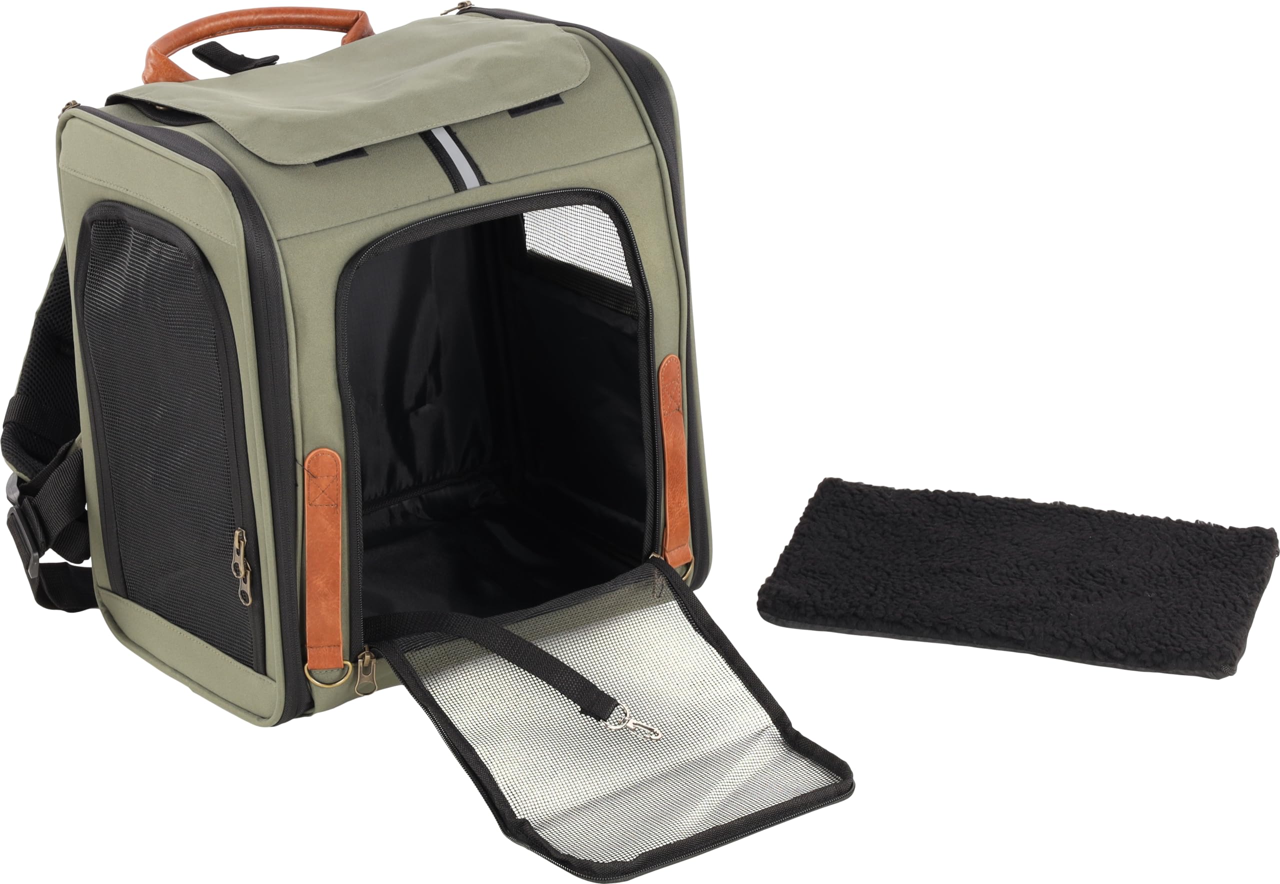 Sac à Dos Chat – Chien – Flamingo Yoda Vert – 34×26×40 cm – Polyester – Cadre/Dos renforcés – Ouvertures AV/Haut/côté – Fond Amovible – Sangle sécurité – Bretelles/Ceinture/Poitrine – Poche & poignée