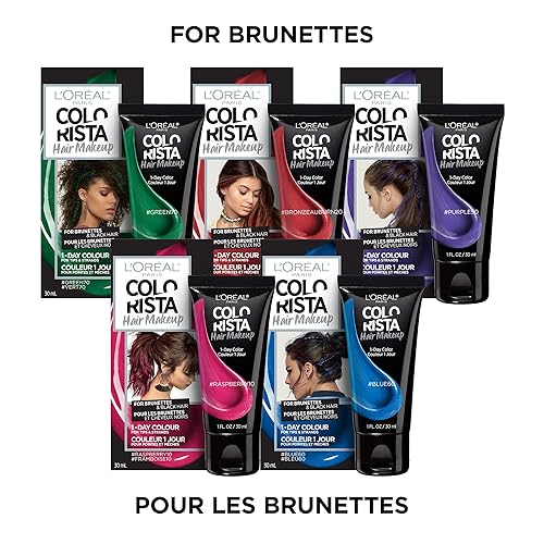 Miniatura 10 de L'Oreal Paris - Maquillaje temporal para el cabello de 1 día para morenas, verde 70, 1 onza líquida