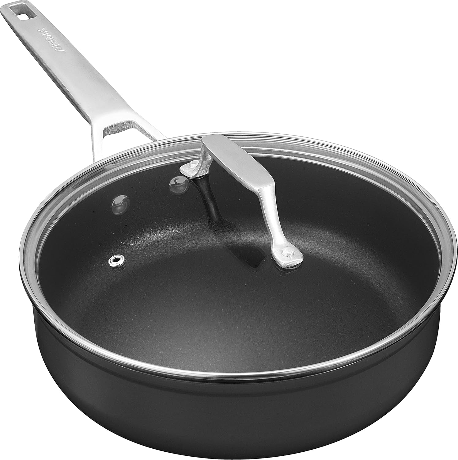 MSMK 26cm Saute Pan with lid, Carbonize Also Nonstick, PFOA Free NonToxic, Scratch